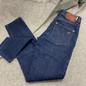 Anthro DL1961 Nina High Rise Skinny Ankle Crop Jeans Dark Wash Stretch Denim 25